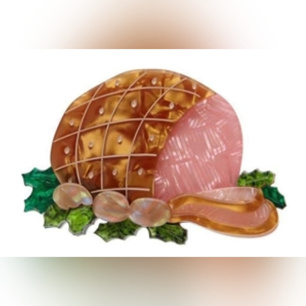 RARE Erstwilder Christmas Ham Brooch